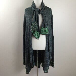 Bill Baber Interlocking Celtic Knots Open Front Long Cardigan m